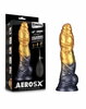 LoveToy - Dual Density Siliconen - Opblaasbare Dildo - Goud/Zwart - 25 cm
