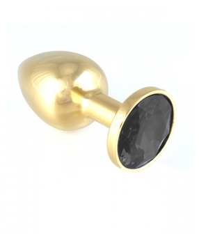 Gouden buttplug klein met kristal - zwart - EROTIK-SJOP.COM