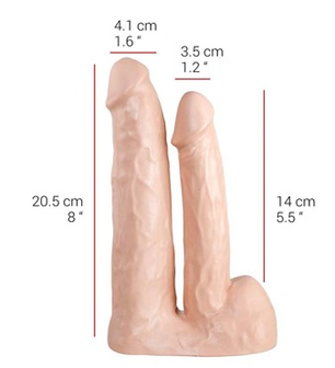 515 Line Sandwich dildo met zuigvoet - lichte huidskleur - EROTIK-SJOP.COM