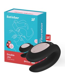 Satisfyer Double Joy Met app en Bluetooth Partner Vibrator - zwart - EROTIK-SJOP.COM