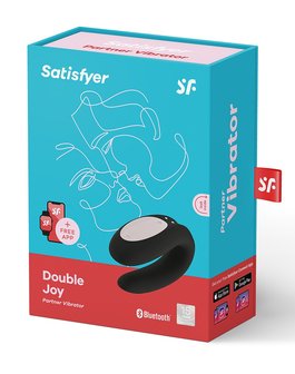 Satisfyer Double Joy Met app en Bluetooth Partner Vibrator - zwart - EROTIK-SJOP.COM