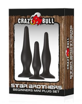 Crazy Bull - Buttplug Set - Anale Training set - Star Brothers - zwart