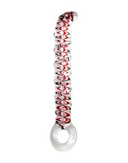 Rimba - Sensual Glass - Glazen Dildo Sammy - Transparant/Rood/Zwart