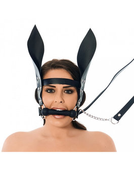 Rimba Bondage Play - Paardenbit gag met teugels en oren voor pony play