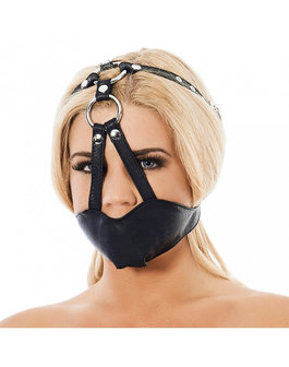 Rimba Bondage Play - Muzzle - Muilkorf - Gag van leer - zwart