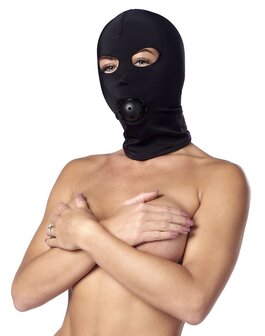 Rimba Bondage Play - Elastisch hoofdmasker van soepele stof met ball gag - zwart