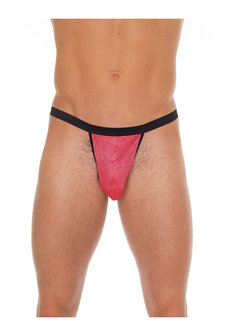 Amorable by Rimba - Erotische String - Zwart Rode V String voor Heren - Mannen Slip - One Size - Polyamide