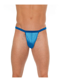 Amorable by Rimba - Erotische String - Blauwe G String voor Mannen - Heren Slip - Glanzend - One Size - Polyamide