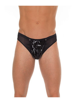 Amorable by Rimba - Erotische String - Doorzichtige Lak Slip voor Mannen - Zwart - One Size