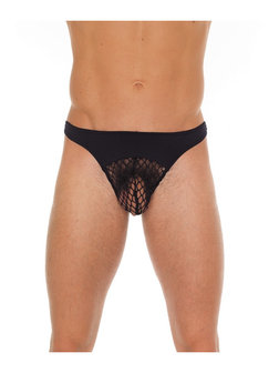 Amorable by Rimba - Erotische String - Zwarte Heren String Met Visnet Aan Voorzijde - Mannen Slip - Tanga Voor Mannen - One Size