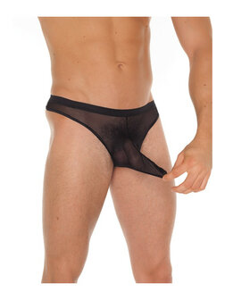 Amorable by Rimba - Erotische String - Transparante Heren Slip Met Penis Slurf - Zwart - One Size - Polyamide