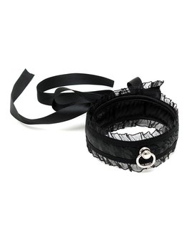 Rimba - Burlesque Collar Met Ring - Zwart