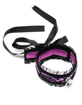 Rimba - Halsband - Burlesque Collar Met O-Ring - Zwart/Paars