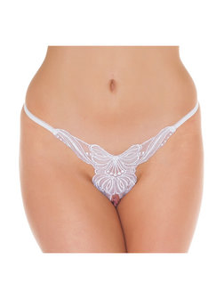 Luxe vlinder string met open kruis - wit