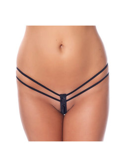 G-string met dubbele bandjes - zwart