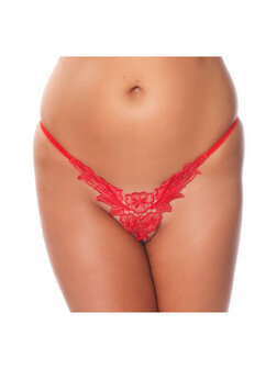 Luxe kanten flower G-string - rood