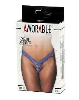 Amorable by Rimba - Erotische String - Kanten Mini String - Slip - Lila - Paars - One Size - Polyester