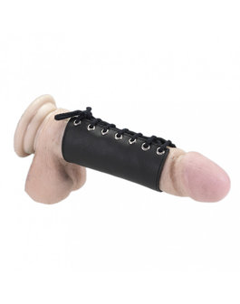 Penis sleeve dwangbuis leer met rijgveter