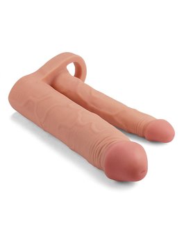 Lovetoy Pleasure X-tender Dubbele penis sleeve - lichte huidskleur