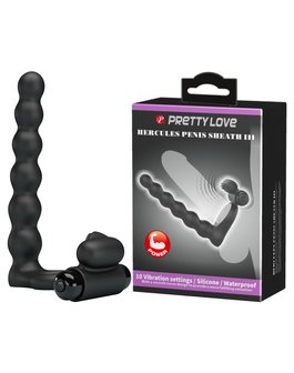 Pretty Love Penis Vibrerende Cockring met Buttplug Hercules - zwart