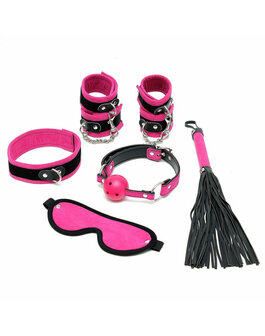 Soft Bondage Beginners set 6-delig - zwart/roze