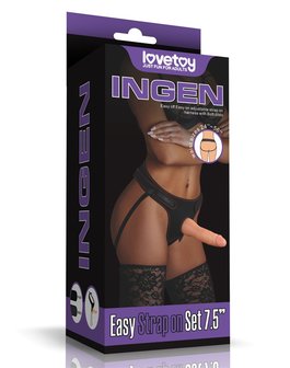 Lovetoy - Easy Strap-on Set met dildo van 19 cm - lichte huidskleur