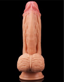 Lovetoy Realistische XXL Dildo met balzak en zuignap 24.5 cm - lichte huidskleur