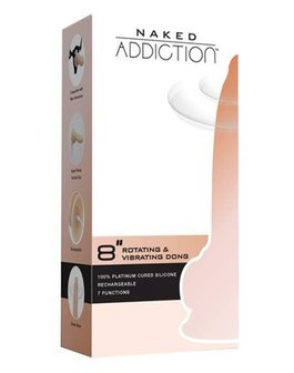 Naked Addiction - Roterende en Vibrerende Siliconen Dildo met Zuignap - 21,5 cm - lichte huidskleur