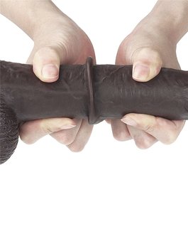 Lovetoy - Dildo met Sliding Skin - Bewegende Huid 23 x 4 cm - bruin