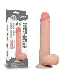 Lovetoy - Dildo met glijdende huid 23 x 4 cm - lichte huidskleur