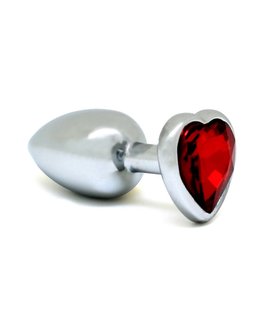 Butt plug SMALL met kristal in hartvorm - rood