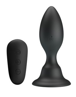 Mr. Play - Vibrerende Anaal Plug met Afstandsbediening en Roterende Kralen - zwart