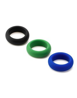 Je Joue - C-Ring Min/Med/Max Stretch - Siliconen Cockring Set - Blauw/Groen/Zwart