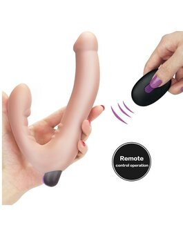 Lovetoy - iJoy - Vibrerende Dildo met Partner Stimulator en afstandsbediening - lichte huidskleur