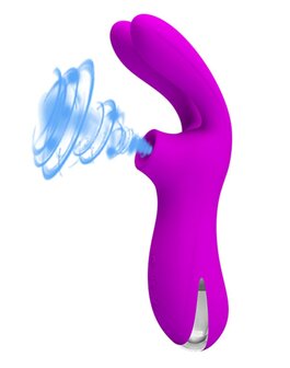 Pretty Love Dubbele Oortjes Vibrator met Clitoris Zuiger Ralap - roze