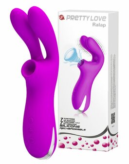 Pretty Love Dubbele Oortjes Vibrator met Clitoris Zuiger Ralap - roze