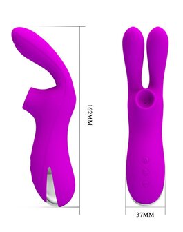 Pretty Love Dubbele Oortjes Vibrator met Clitoris Zuiger Ralap - roze