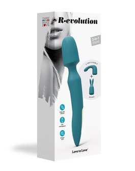 Love to Love - R-Evolution Wand Vibrator Set Met 2 verwisselbare opzetstukken - Turquoise