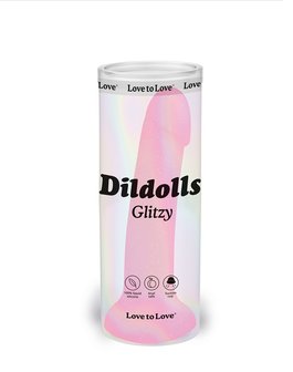 Love to Love Siliconen Dildo GLITZY - roze glitters