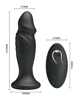 Mr. Play - Vibrerende oplaadbare anaal plug met afstandsbediening P-SHAPE - zwart