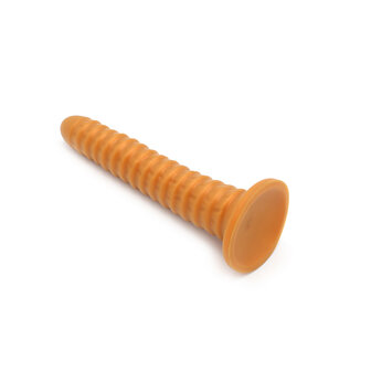 Gold Play Soft Liquid Siliconen Dildo RIBBED - goud - maat S