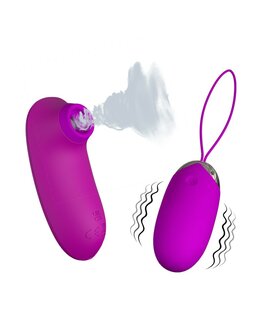 Pretty Love Vibrerend Eitje plus Luchtdruk Vibrator ORTHUS - roze