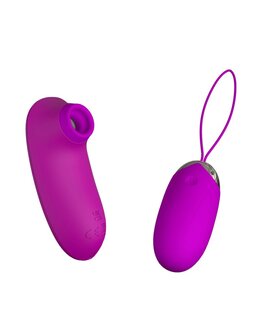 Pretty Love Vibrerend Eitje plus Luchtdruk Vibrator ORTHUS - roze