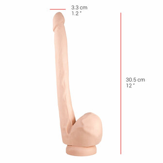 515 line - Dildo - 30.5 x 3.3 cm - Met Zuignap - Lichte Huidskleur