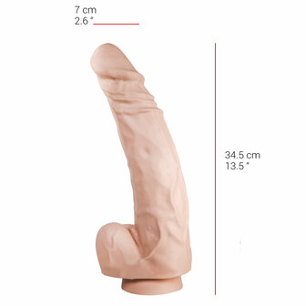 515 line Dildo 34.5 cm x 7.1 met zuignap - blanke huidskleur