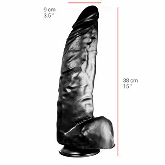 515 line Dildo 38 x 9 cm met zuignap - zwart