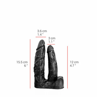 515 line Dubbele Dildo 15,5 &amp; 12 cm - zwart