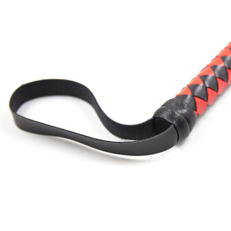 Lange gevlochten single tail | bull whip 190 cm lang - rood/zwart