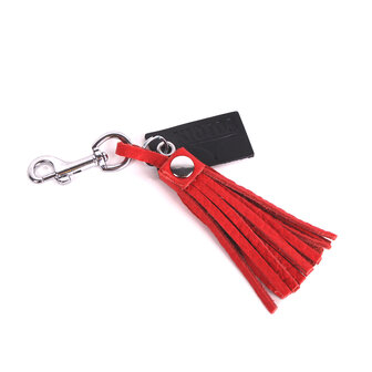 Sleutelhanger met leren zweepje - rood