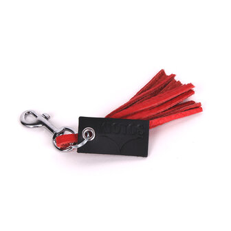 Sleutelhanger met leren zweepje - rood